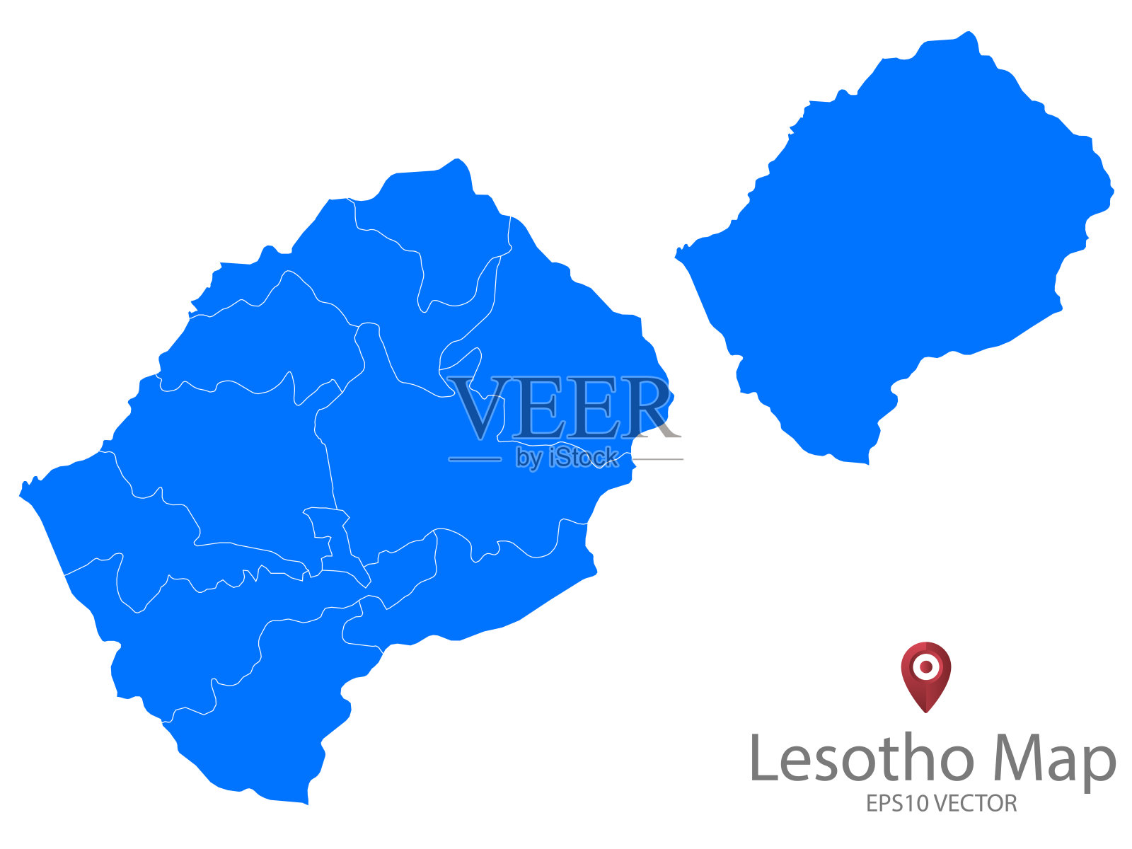 配对地图，莱索托蓝色地图，矢量EPS10插画图片素材