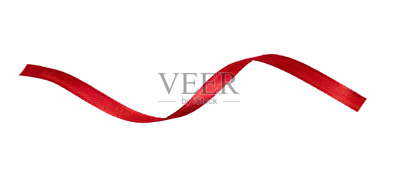 波浪红色丝带孤立在白色背景。照片摄影图片