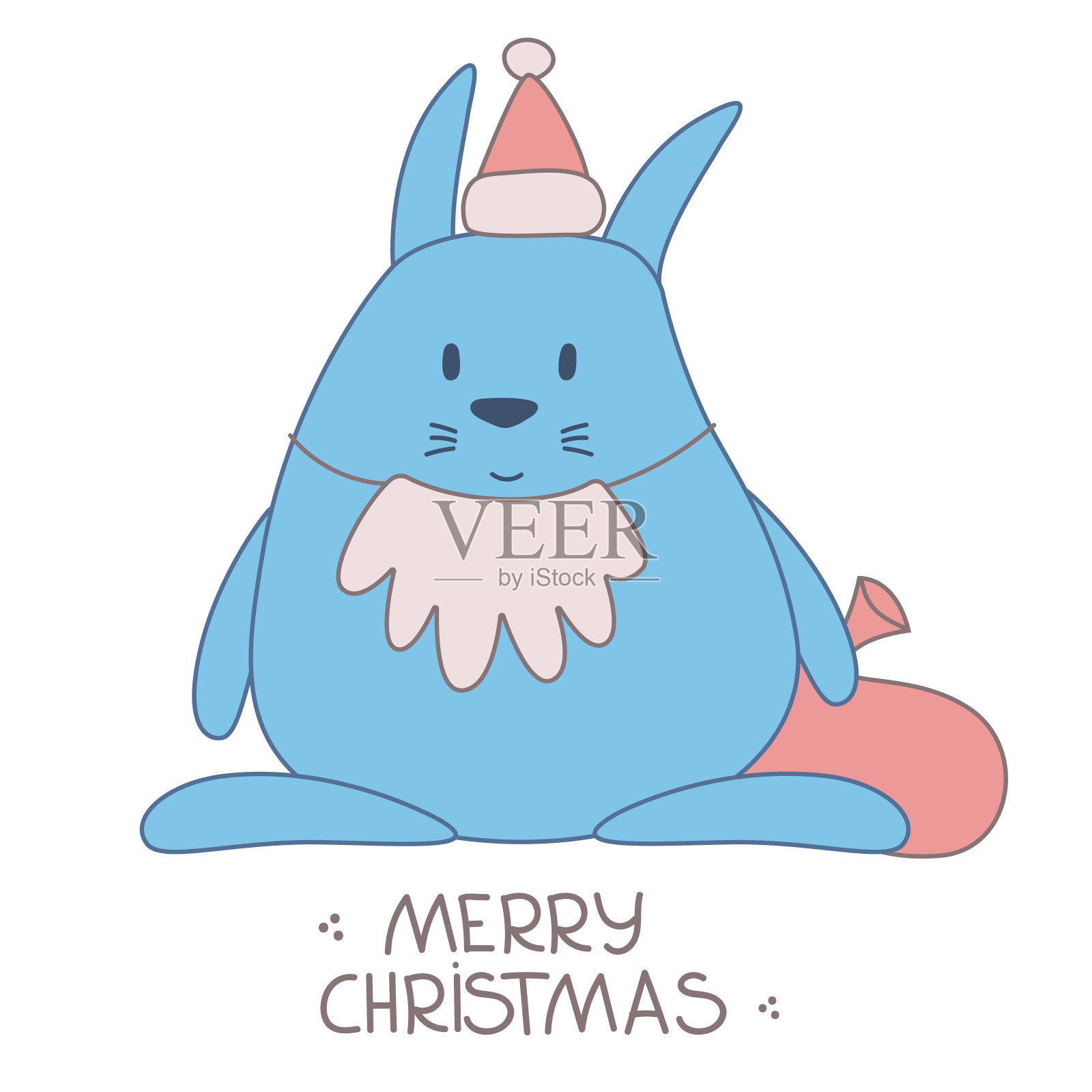 可爱的兔子圣诞贺卡插画图片素材