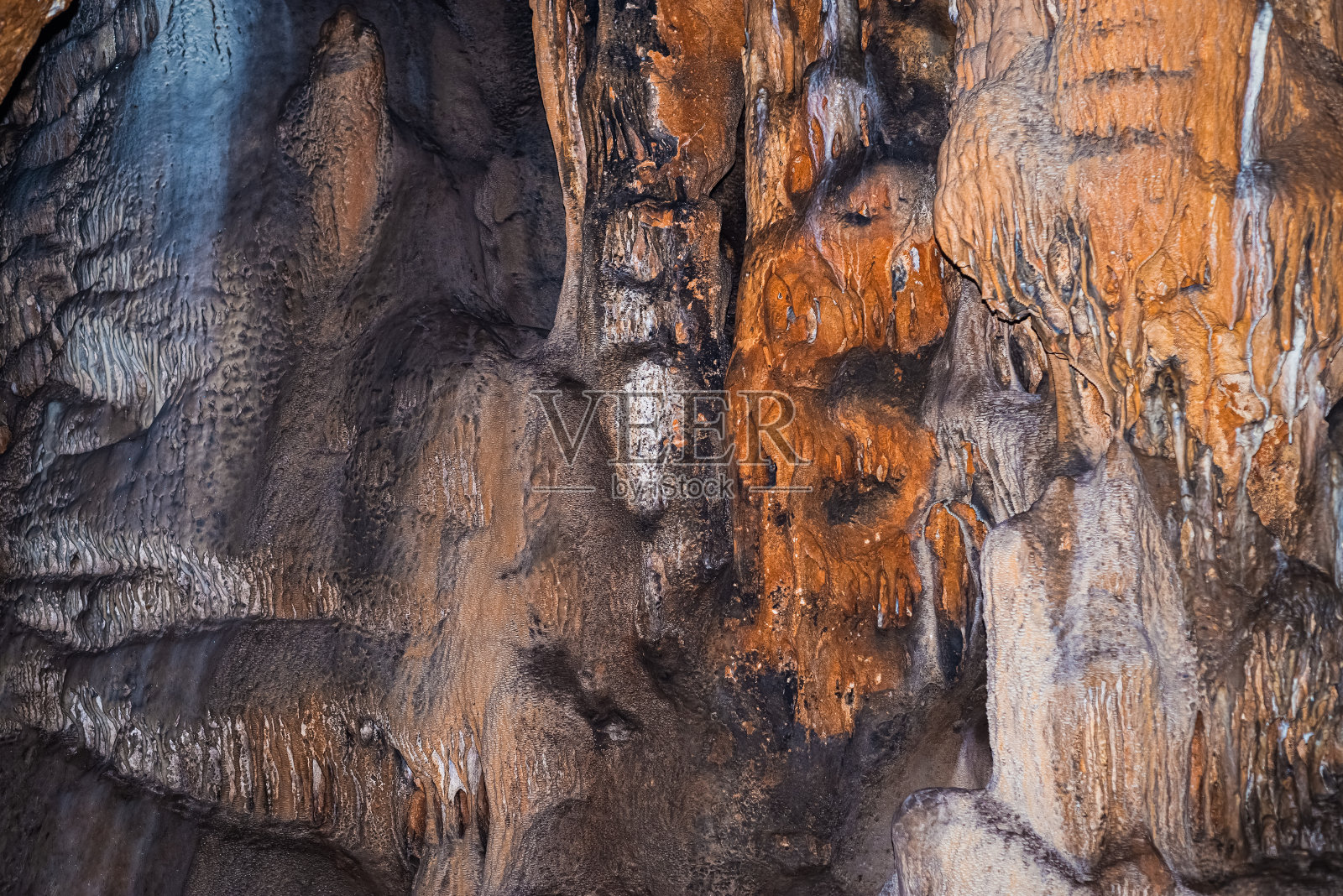 英卡亚洞穴中的石灰岩和方解石地层。Yelki,伊兹密尔,土耳其照片摄影图片