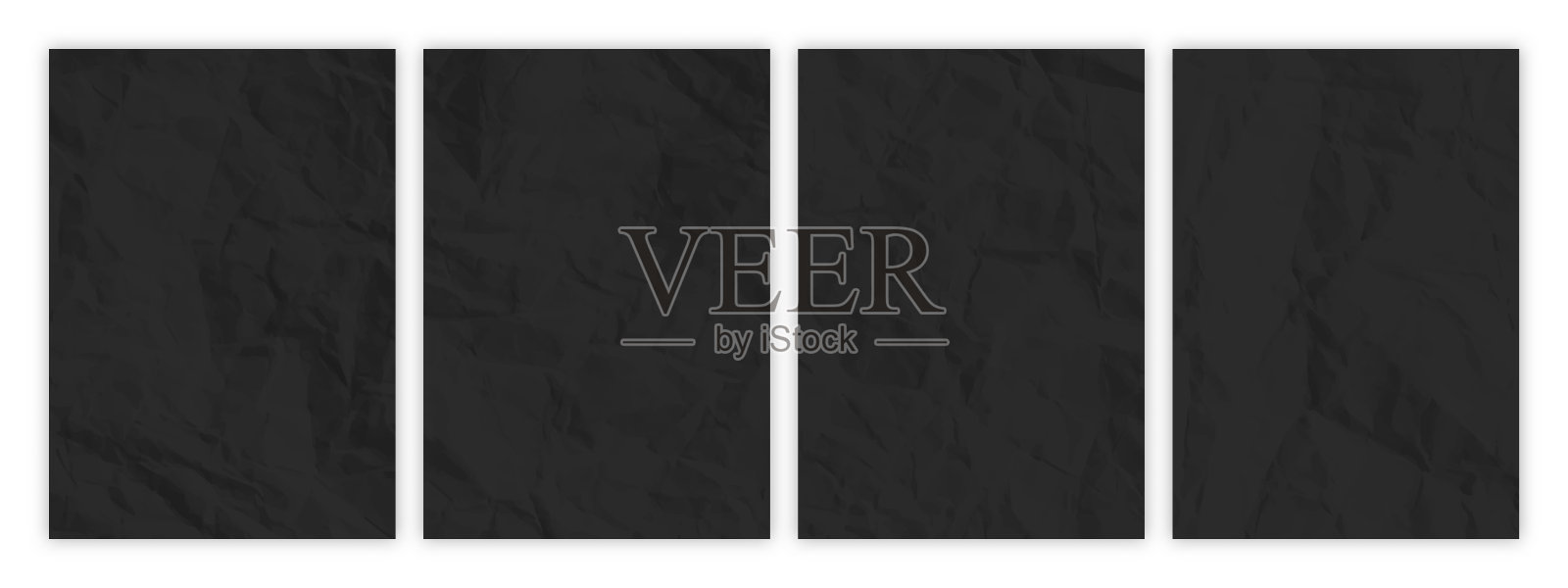 一套A4纸的皱褶纸插画图片素材