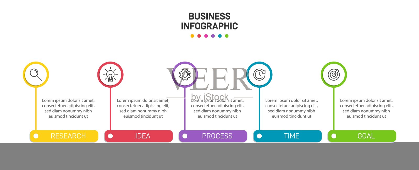 带有图标和5个选项或步骤的垂直信息图表设计。细线。信息图的业务概念。可用于信息图形，流程图，演示文稿，移动网站，印刷材料。插画图片素材