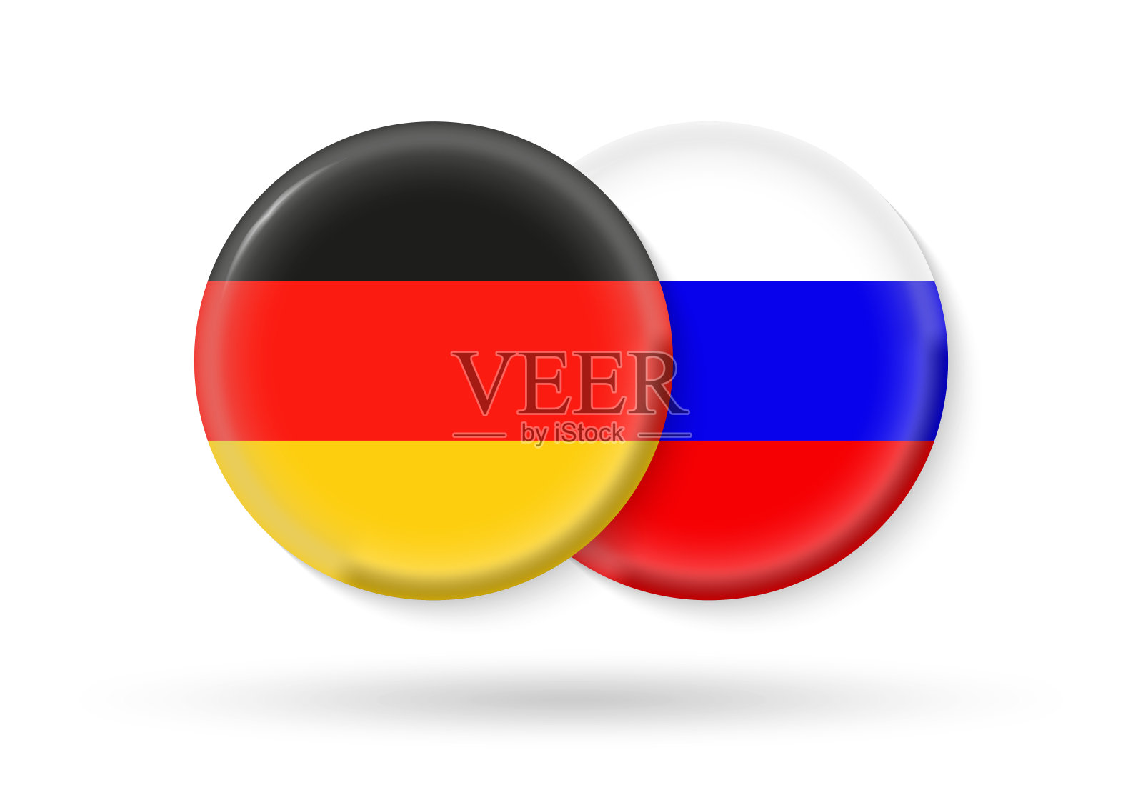 德国和俄罗斯围着国旗。3 d图标。围绕着俄罗斯和德国的国家标志。矢量插图。插画图片素材