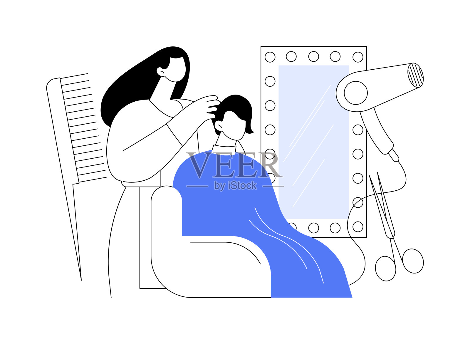 美发沙龙抽象概念矢量图设计元素图片