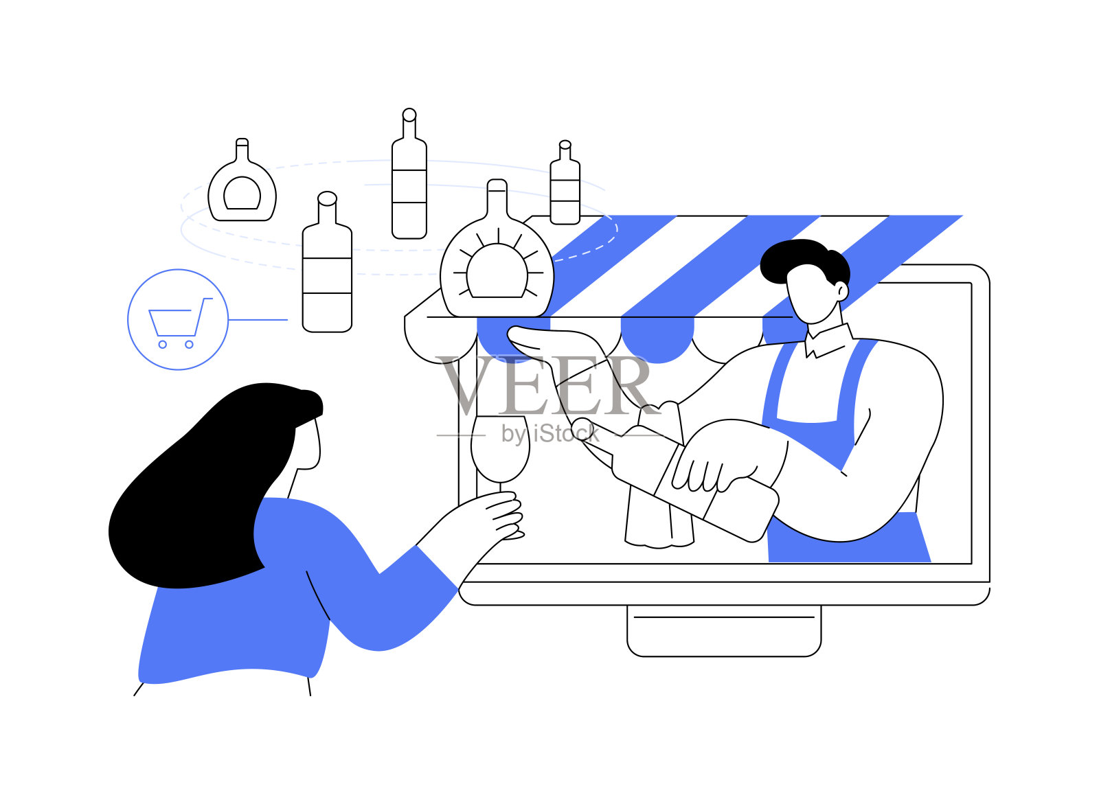 酒精电子商务抽象概念矢量插图。插画图片素材