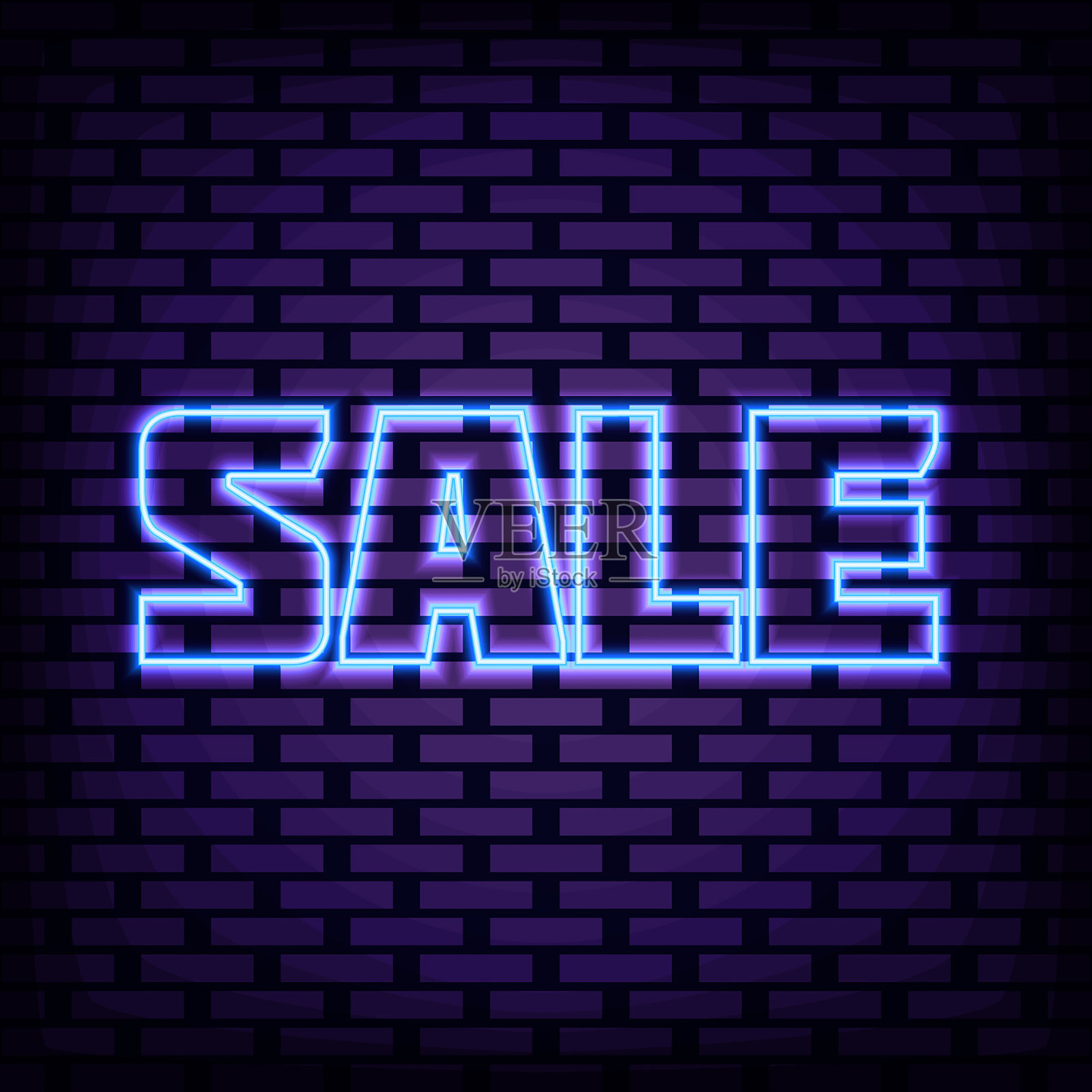 销售霓虹灯。明亮的招牌。光的旗帜。设计元素图片