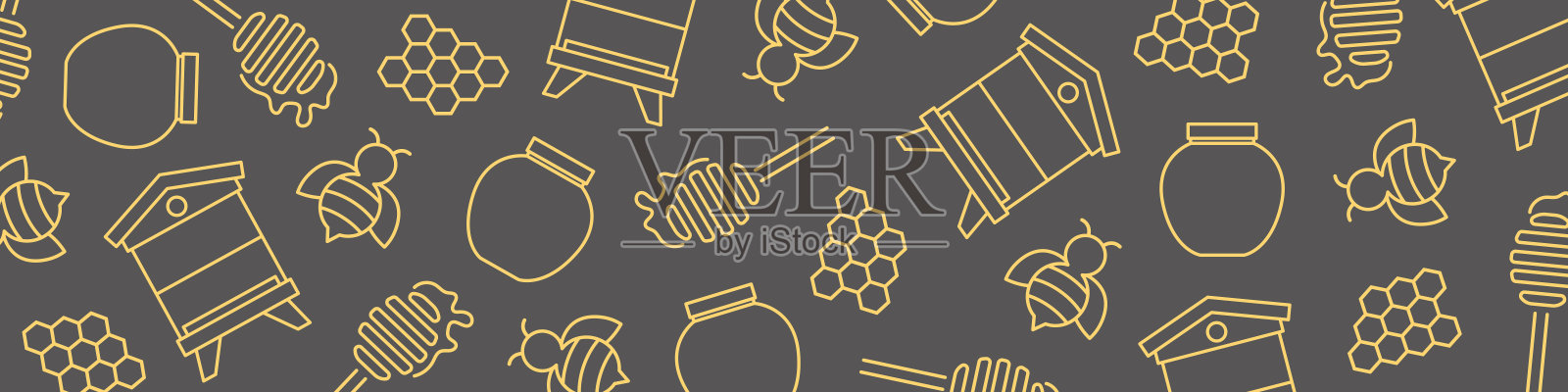 亲爱的,养蜂横幅插画图片素材