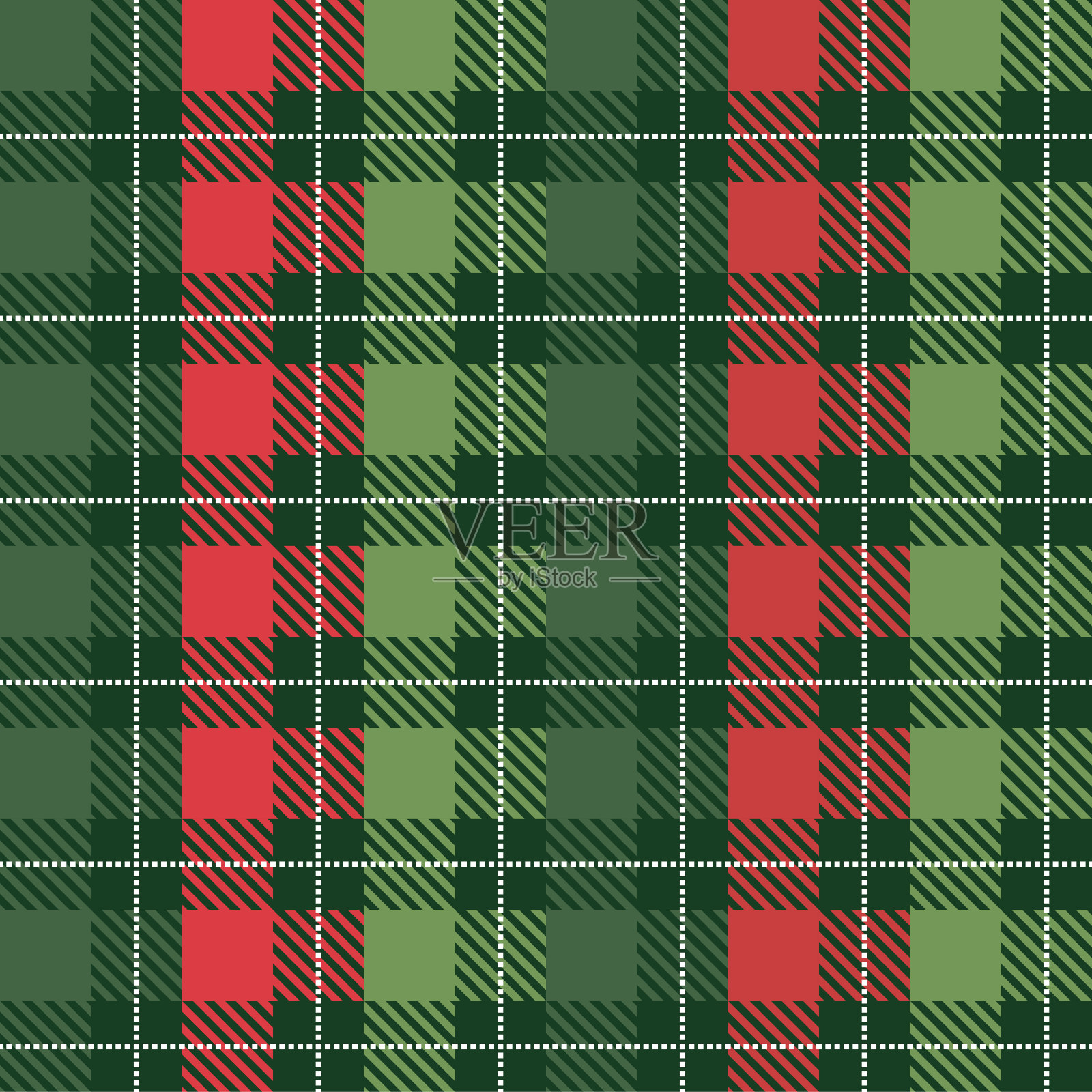 圣诞红绿格纹背景，格纹纹理无缝图案织物格纹背景，方格布背景插画图片素材