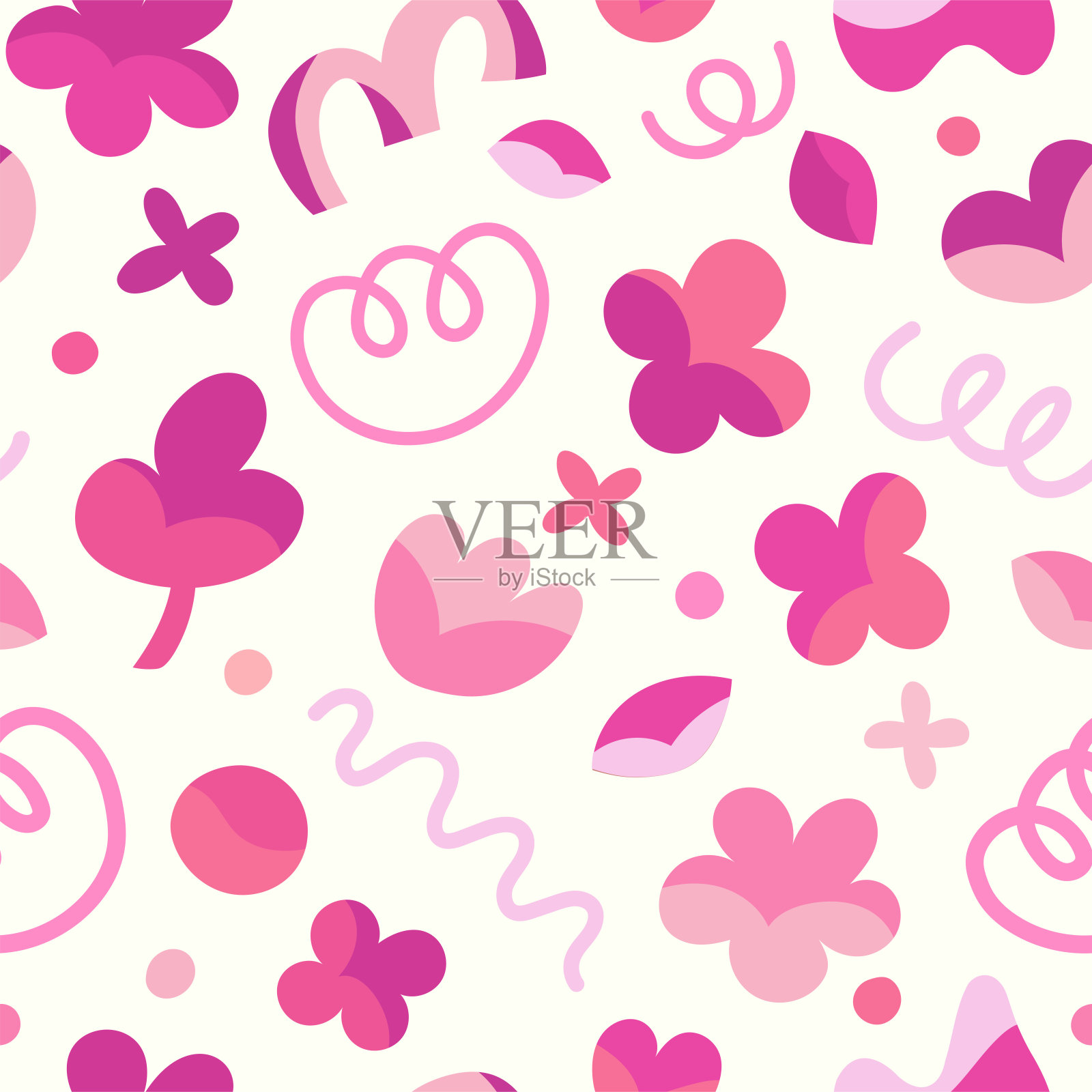 矢量无缝图案与抽象花朵元素。时髦的有机植物形状的背景为社交媒体，邀请，网络。插画图片素材