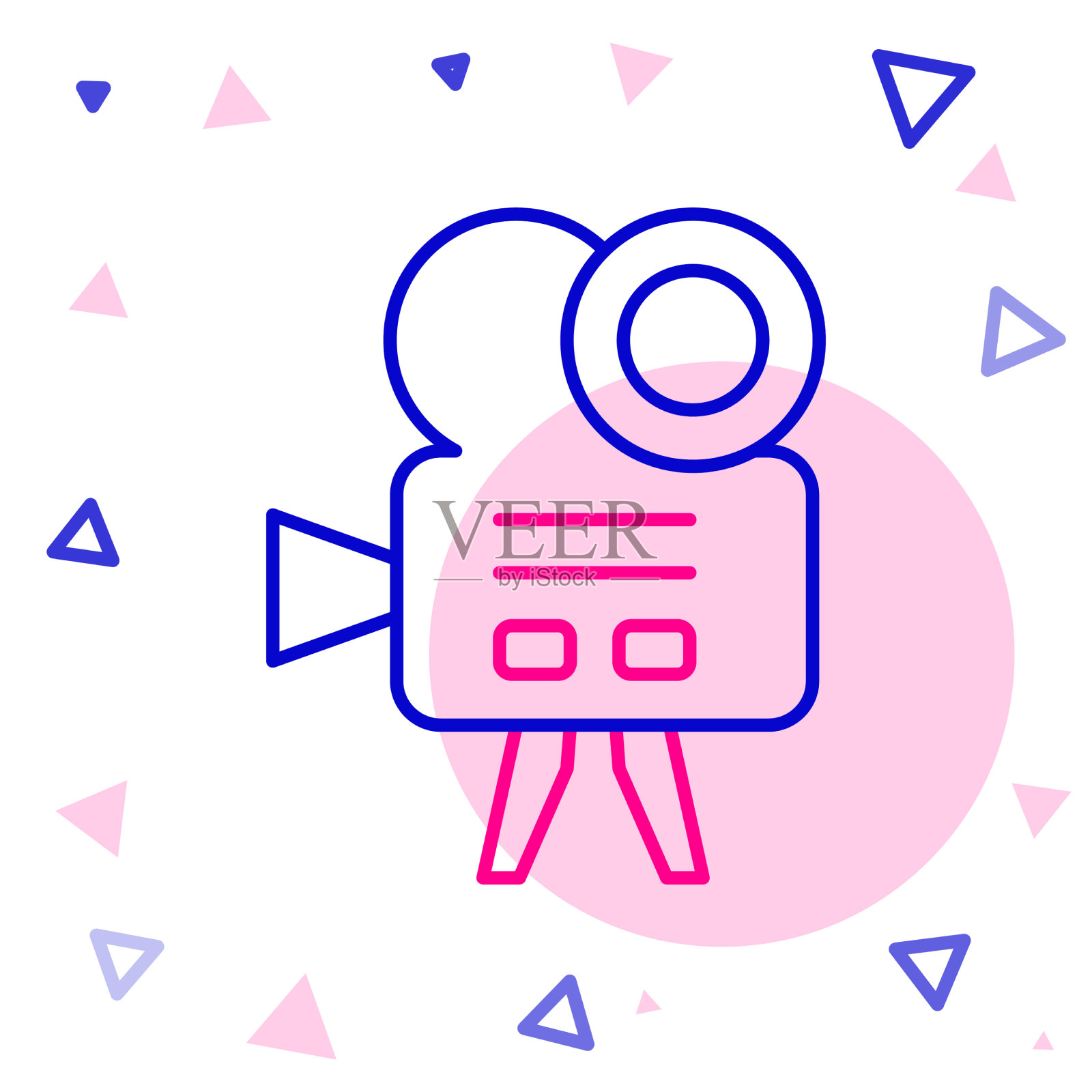 线复古电影相机图标孤立的白色插画图片素材