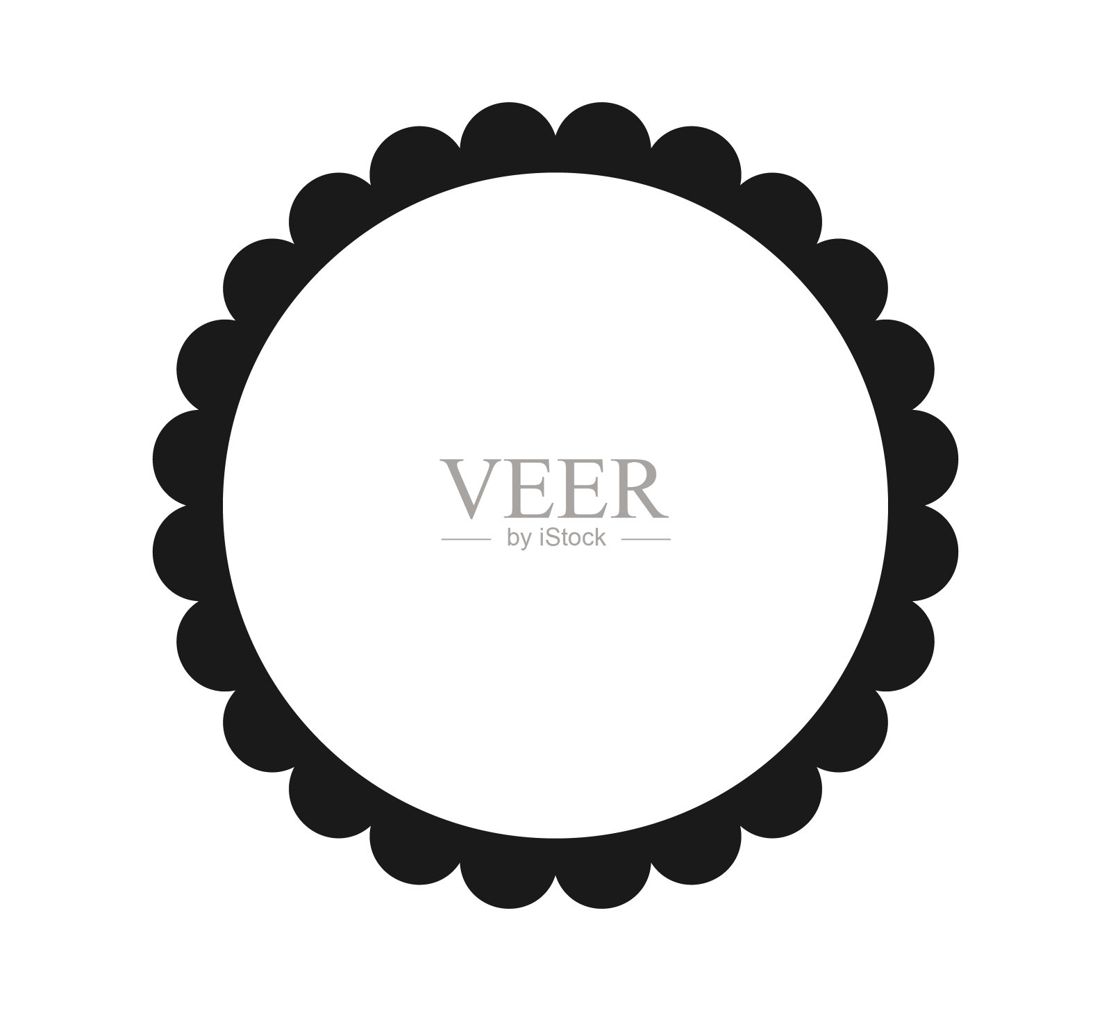 圆扇形的框架。扇形边缘圆形。简单的标签和贴纸形式。花朵轮廓花边框架。重复可爱的复古褶边装饰。矢量插图孤立在白色背景上插画图片素材