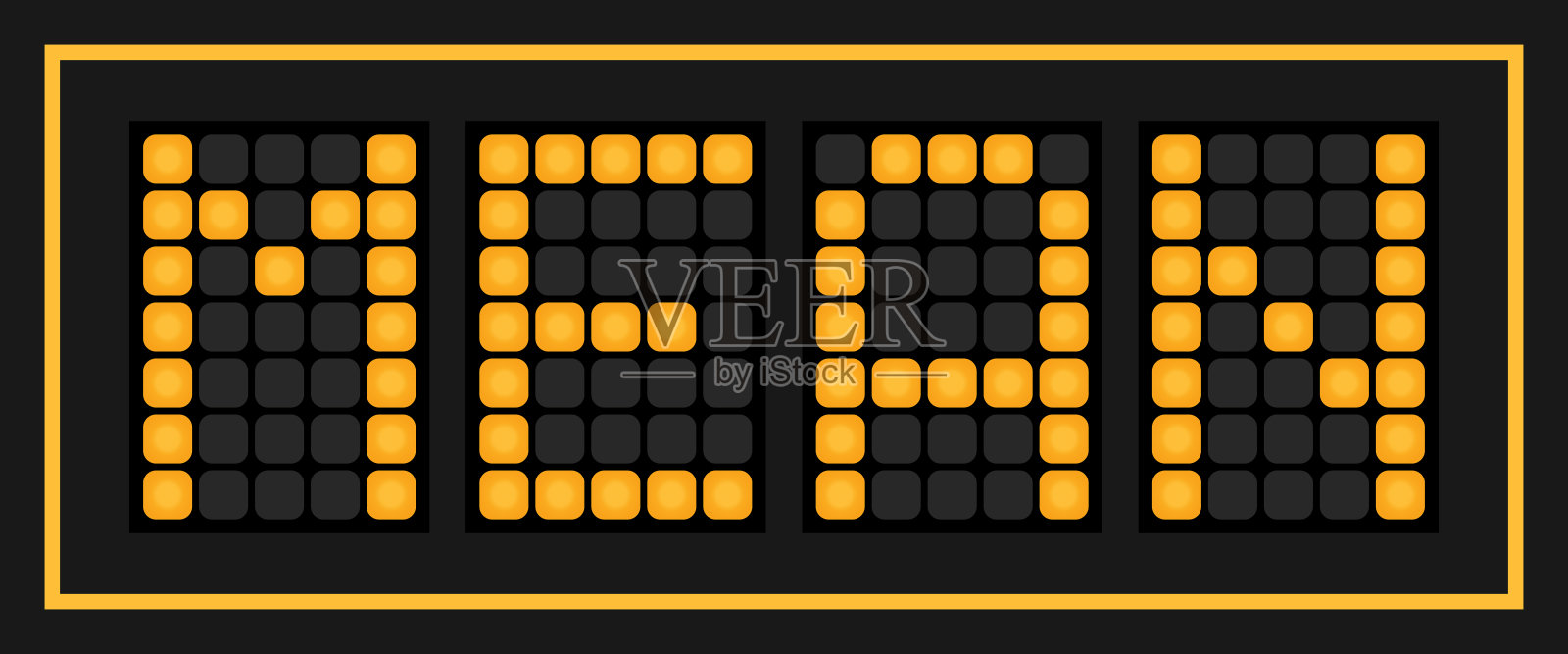 在黑色背景上，橙色led横幅的意思插画图片素材