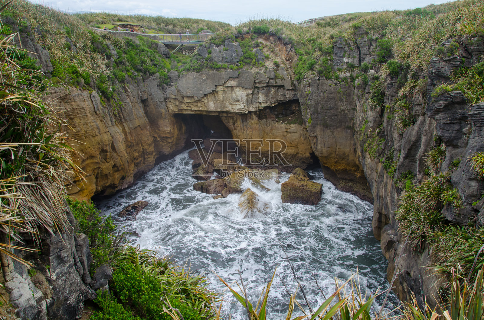 新西兰煎饼岩的特写镜头照片摄影图片