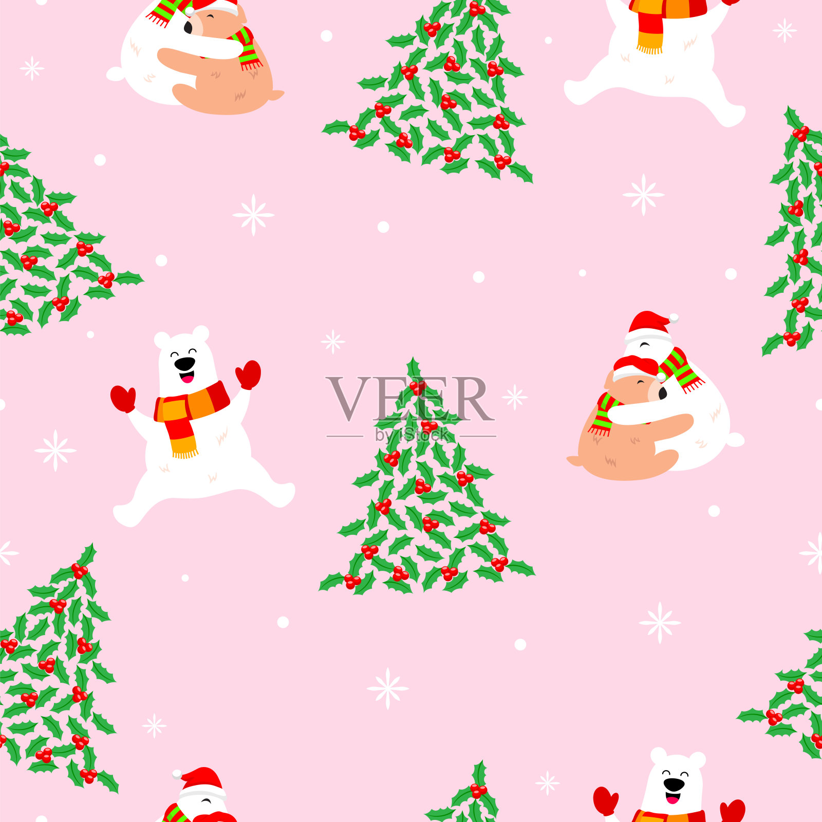 可爱的卡通北极熊动物。插画图片素材