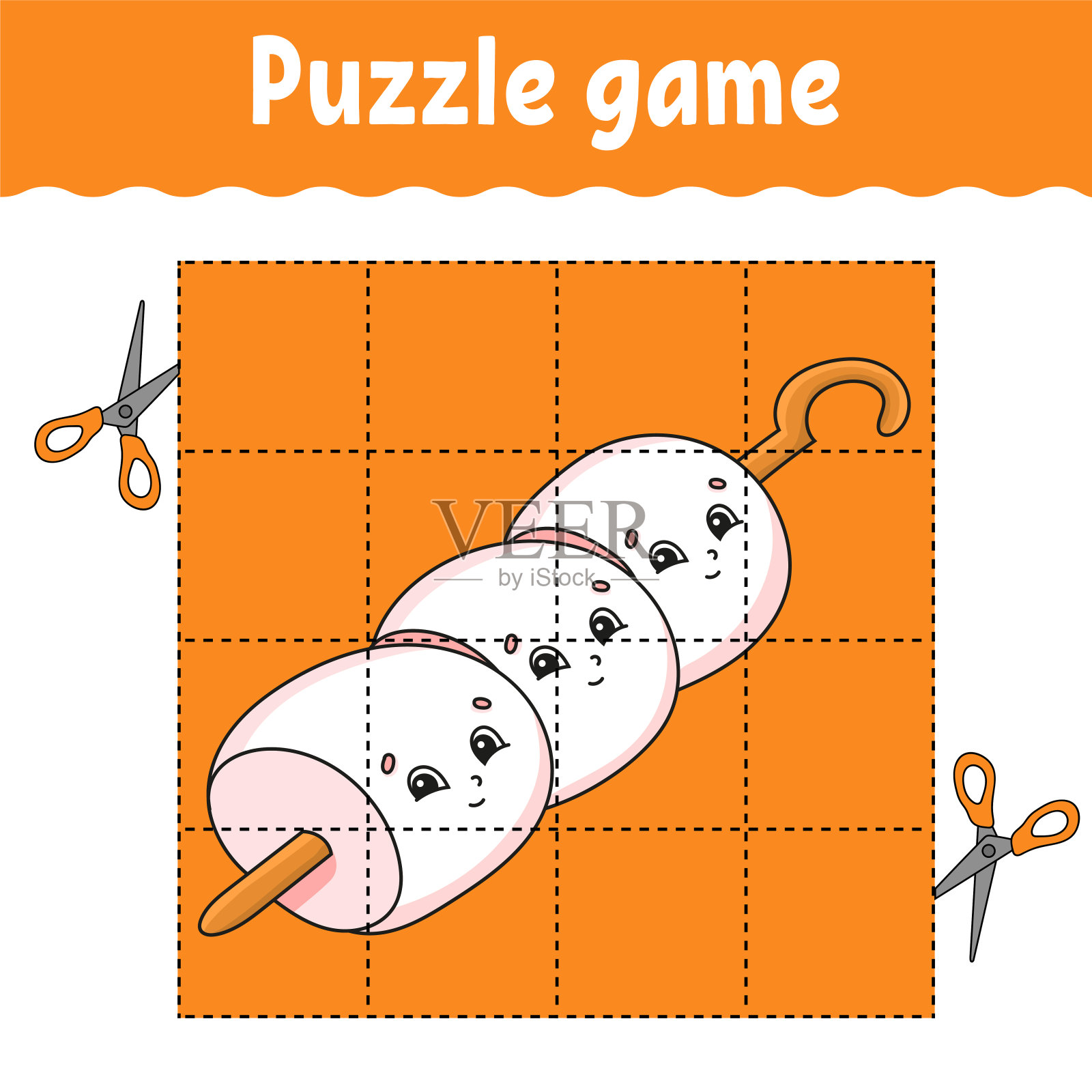 儿童益智游戏。教育发展工作表。儿童学习游戏。颜色活动页面。烧烤的主题。幼儿园的谜语。卡通风格的孤立矢量插图。插画图片素材