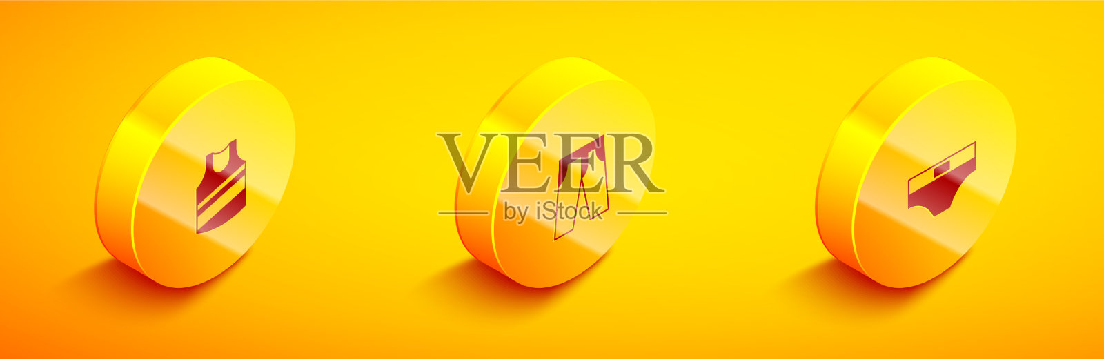 设置等距汗衫裤和男士内裤图标素材