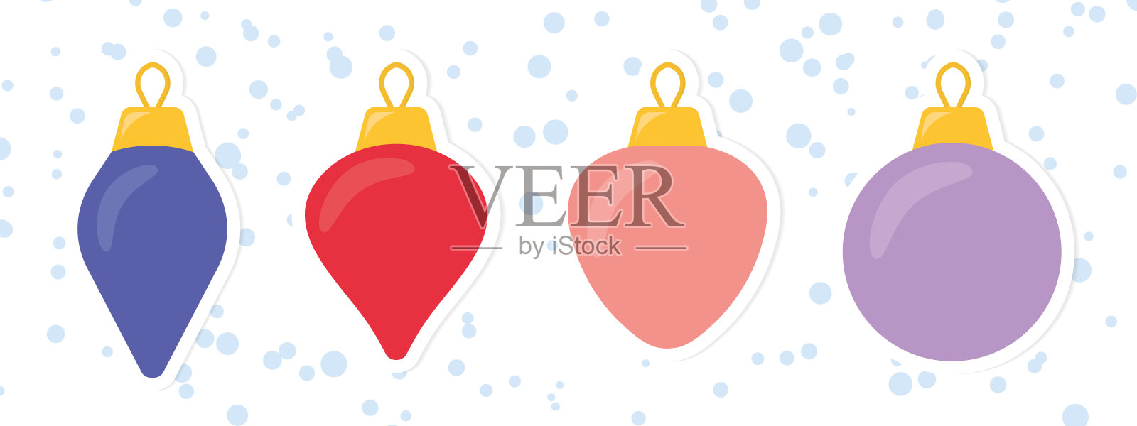 收集圣诞球贴纸插画图片素材