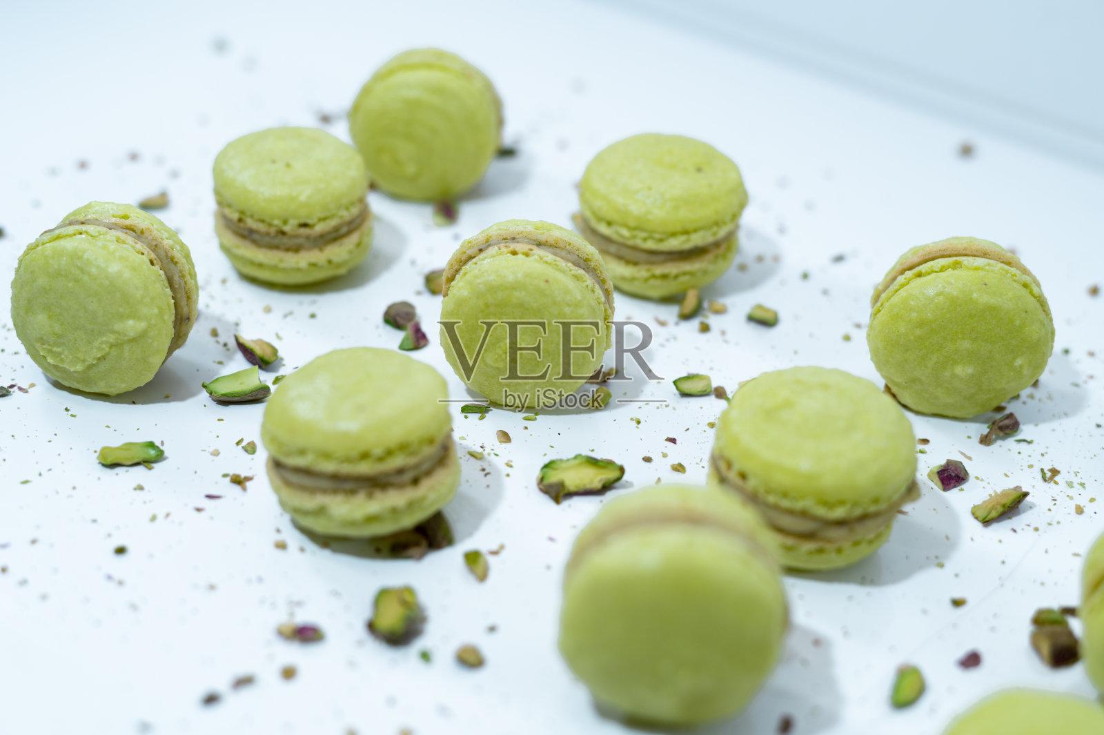 绿色开心果马卡龙法式甜点照片摄影图片
