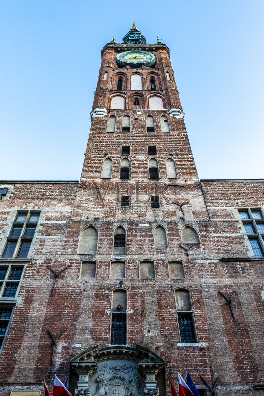 欧洲波兰格但斯克市政厅(Ratusz)的立面照片摄影图片