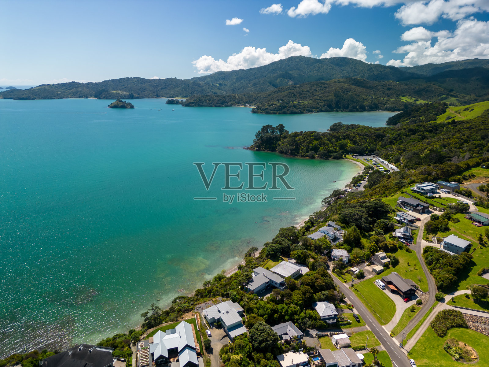 空中新西兰海岸线照片摄影图片