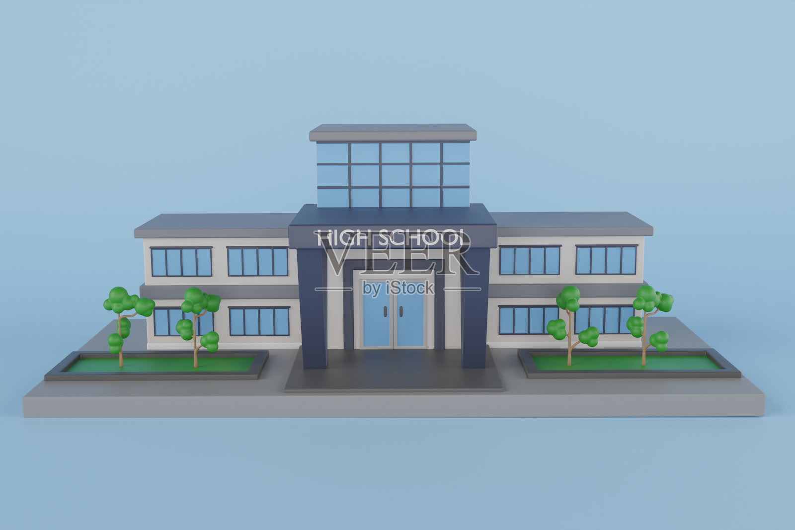 3D学校大楼隔离照片摄影图片
