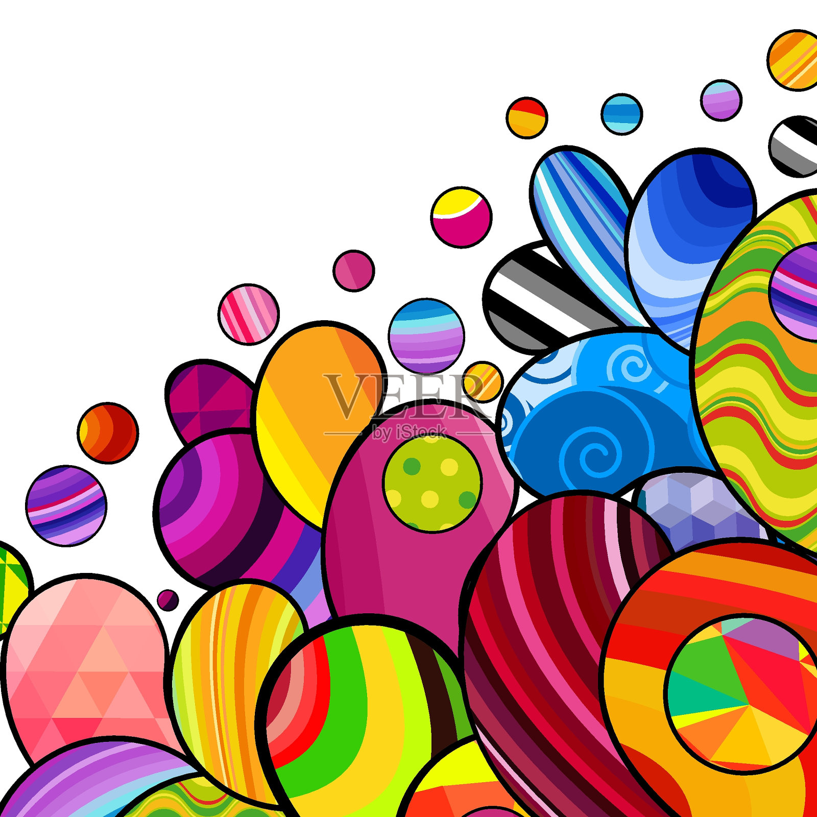 明亮的佩斯利飞溅。民族狂欢节的背景。矢量复古抽象装饰图案。插画图片素材