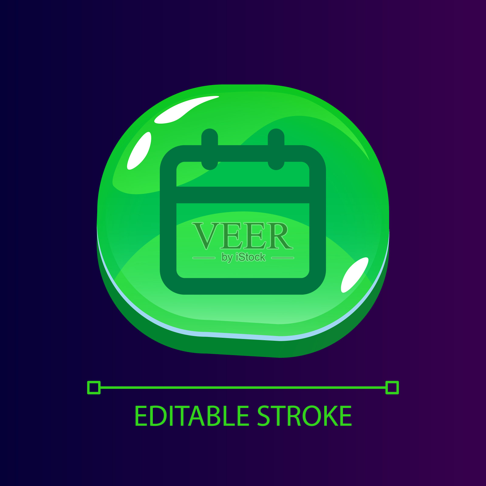 日历光滑的ui按钮与线性图标插画图片素材