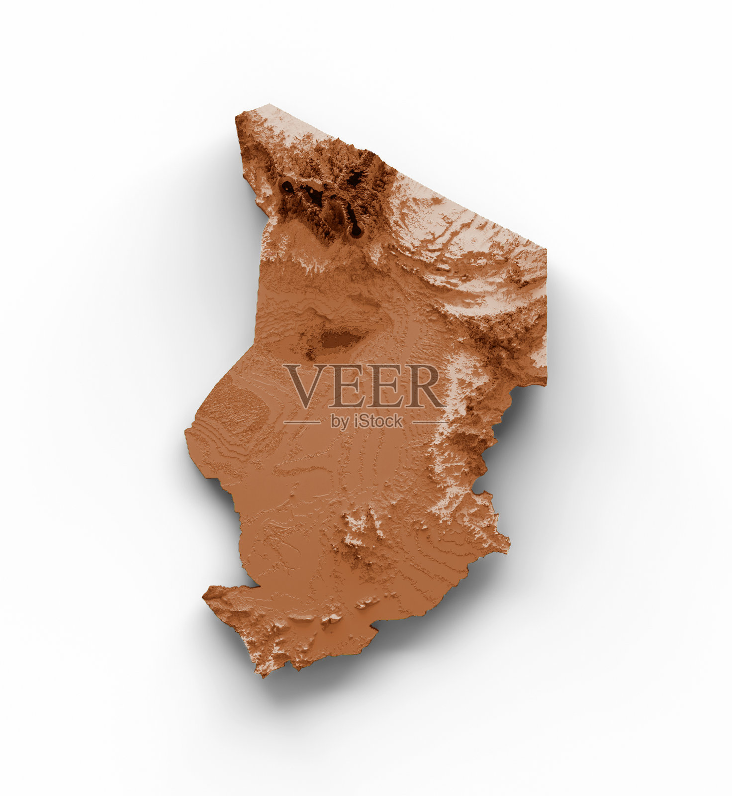 乍得地图的旧风格，棕色图形的复古风格。高细节3d插图照片摄影图片