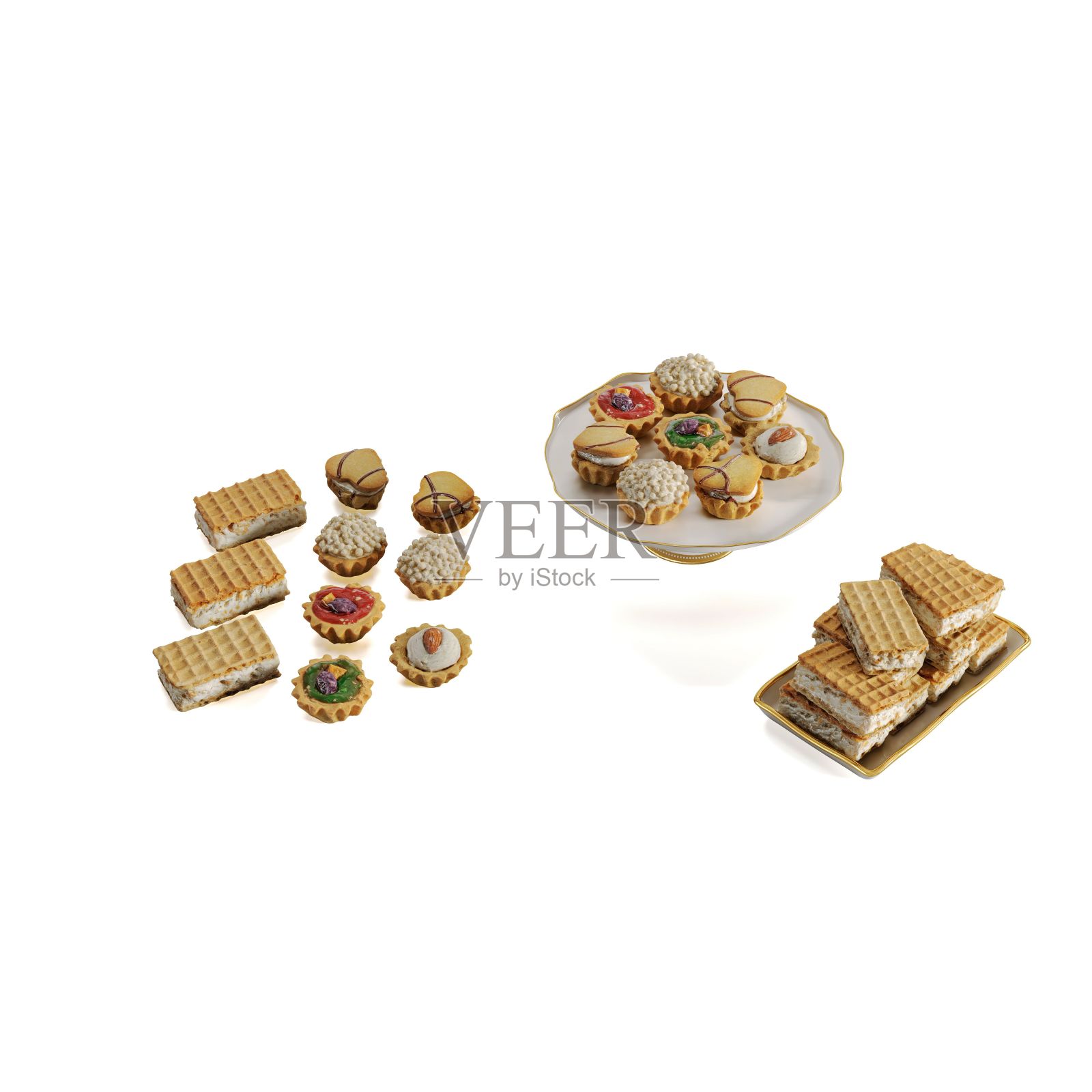 各种饼干孤立在白色照片摄影图片