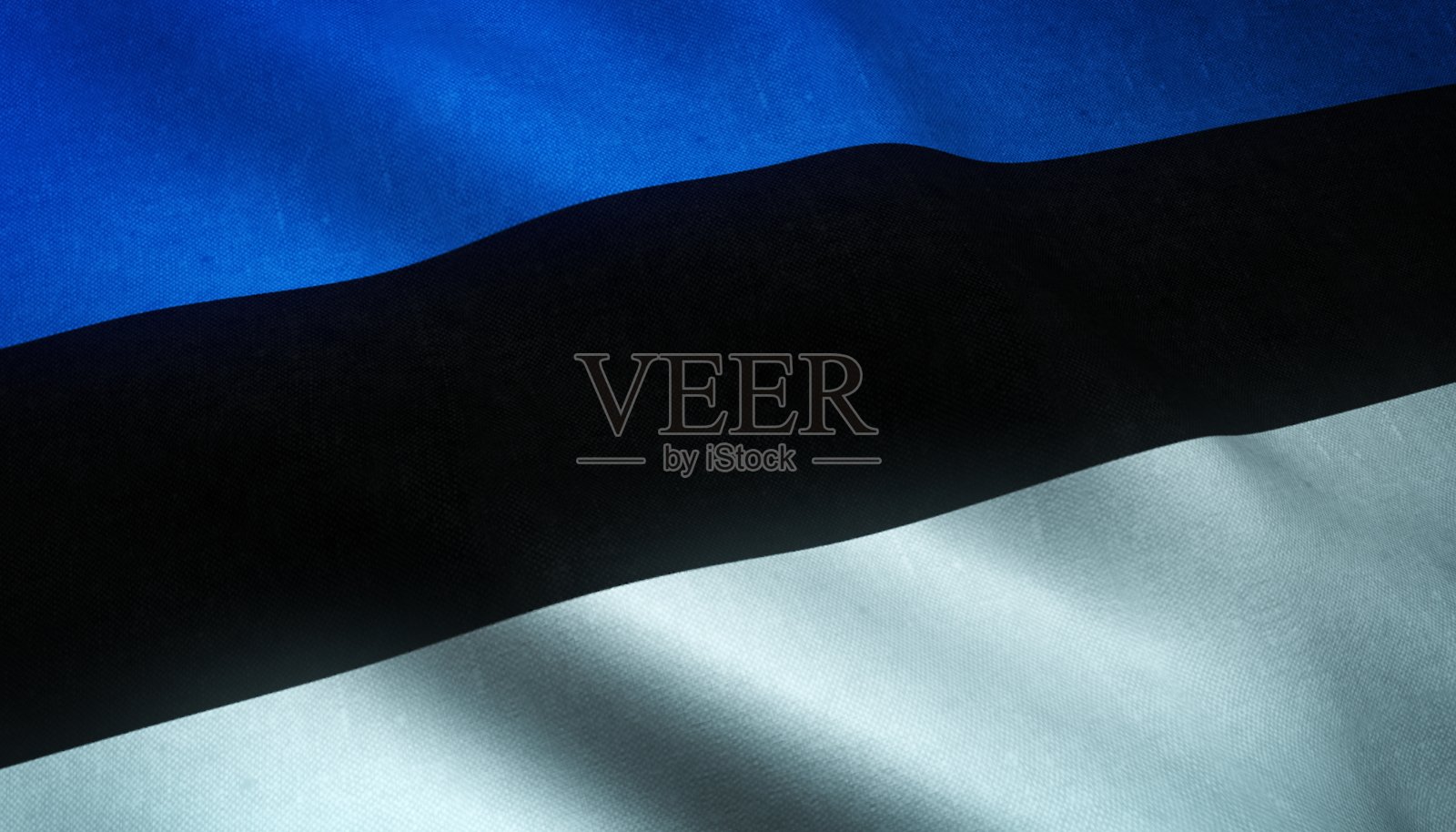 爱沙尼亚飘扬的国旗的特写镜头，有趣的纹理照片摄影图片