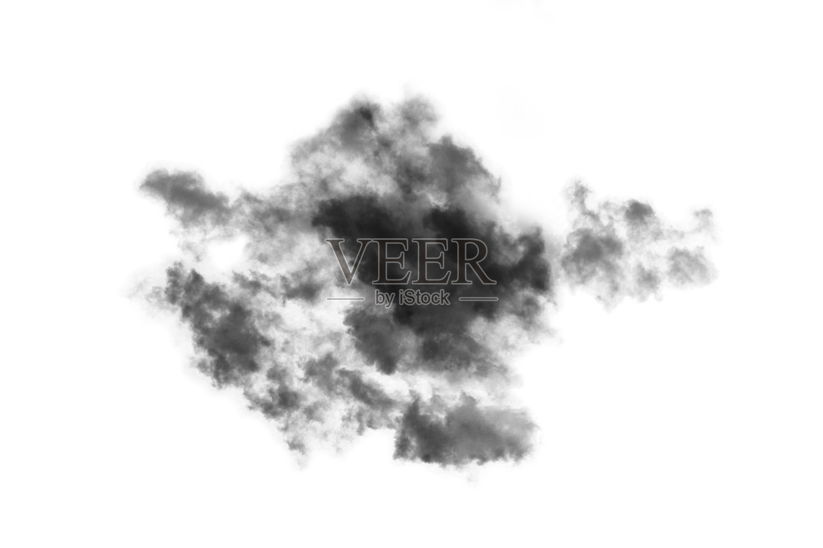 云隔离在白色背景，纹理烟，刷云，抽象黑色照片摄影图片