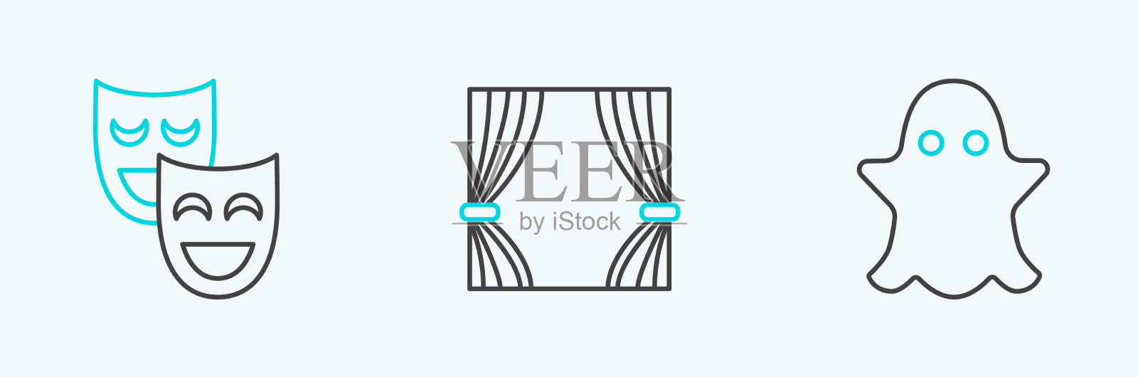 设线鬼喜剧戏剧面具和图标素材