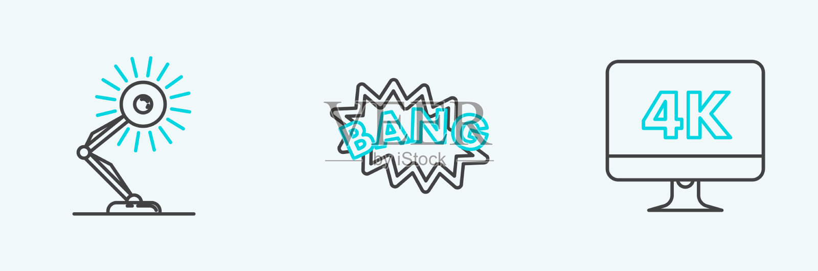 设置线计算机PC显示器与4k视频插画图片素材