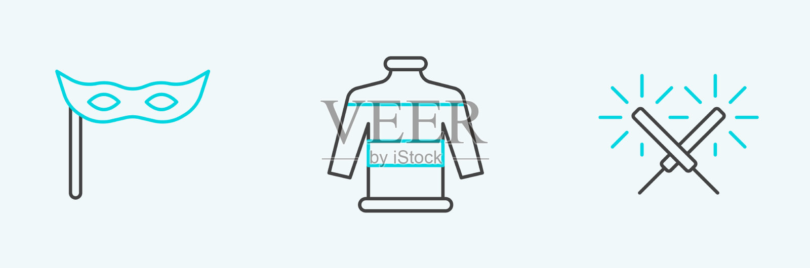 套线烟火烟火节日面具和图标素材