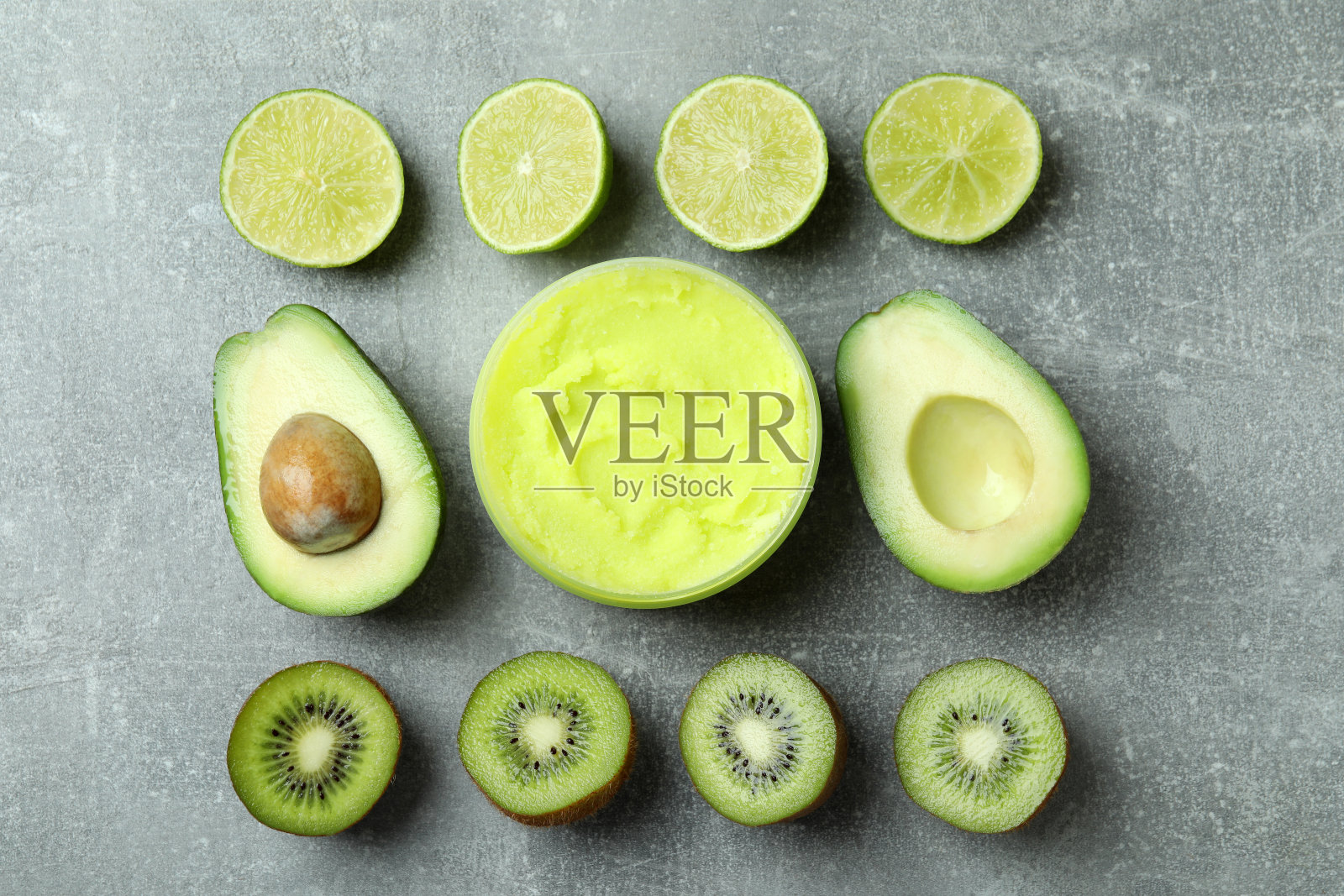 皮肤护理磨砂概念在灰色纹理背景照片摄影图片