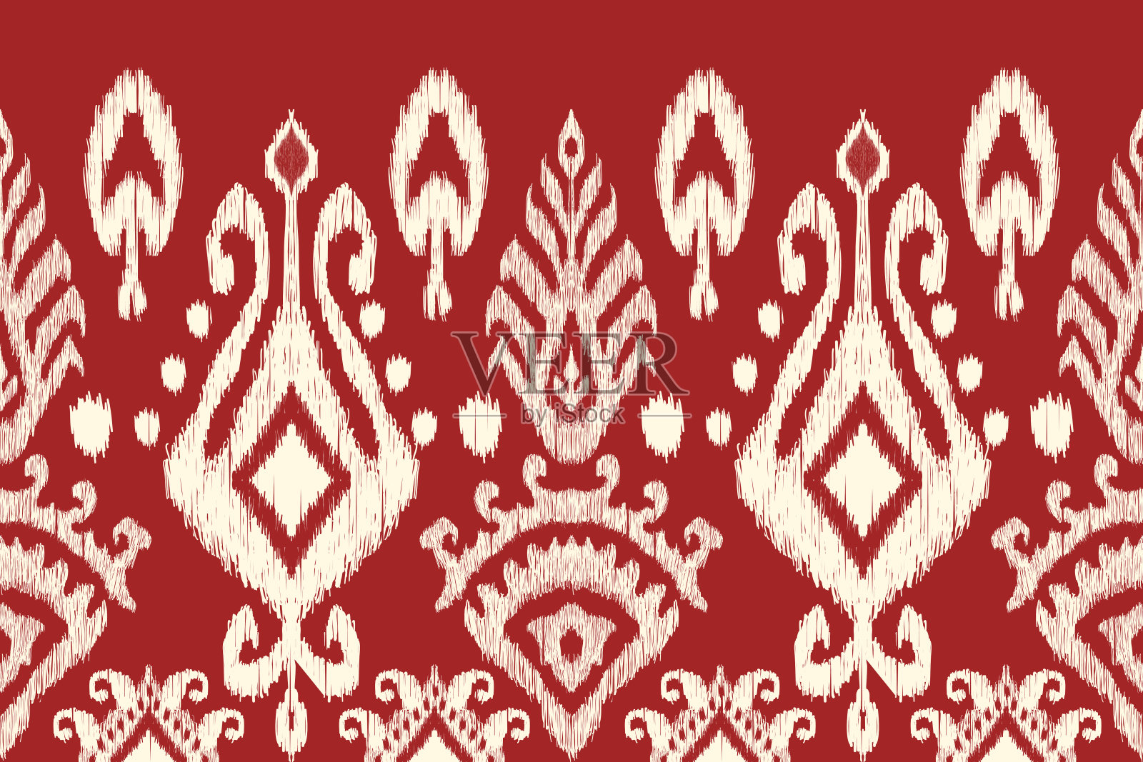 美丽的圣诞伊卡特花图案。插画图片素材