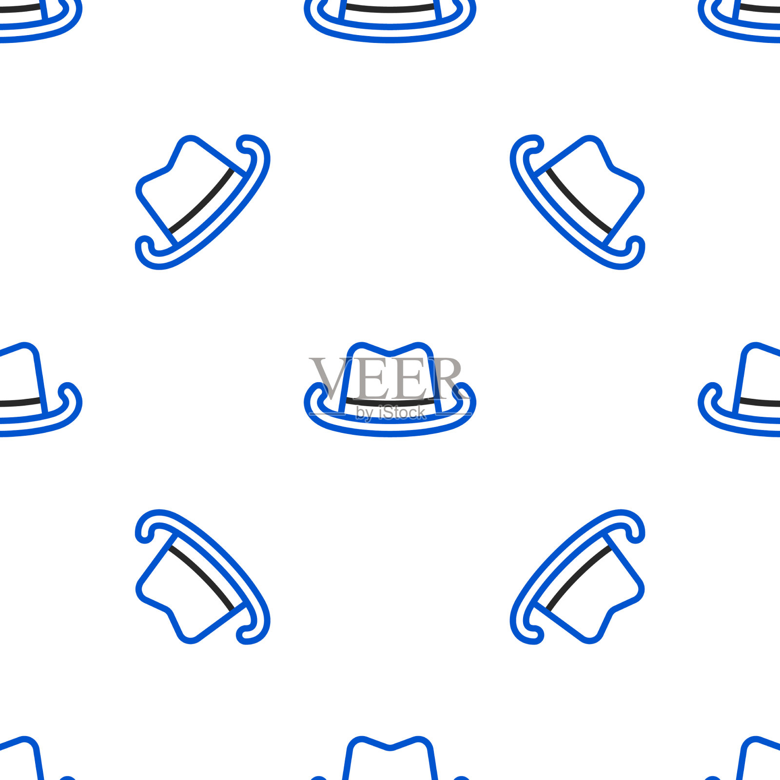 线西部牛仔帽图标隔离无缝插画图片素材