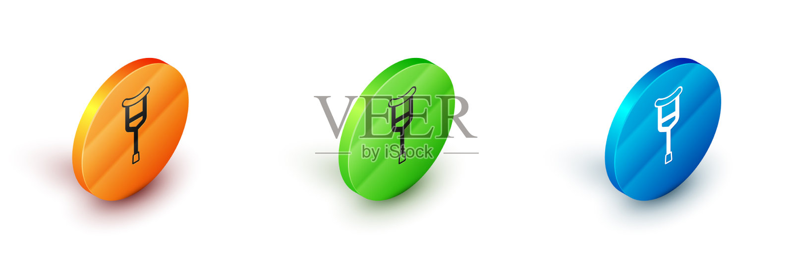 等距拐杖或拐杖图标隔离上插画图片素材