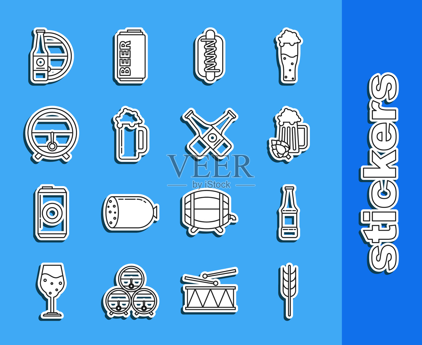 用大米、小麦、玉米、燕麦等谷物搭配图标素材