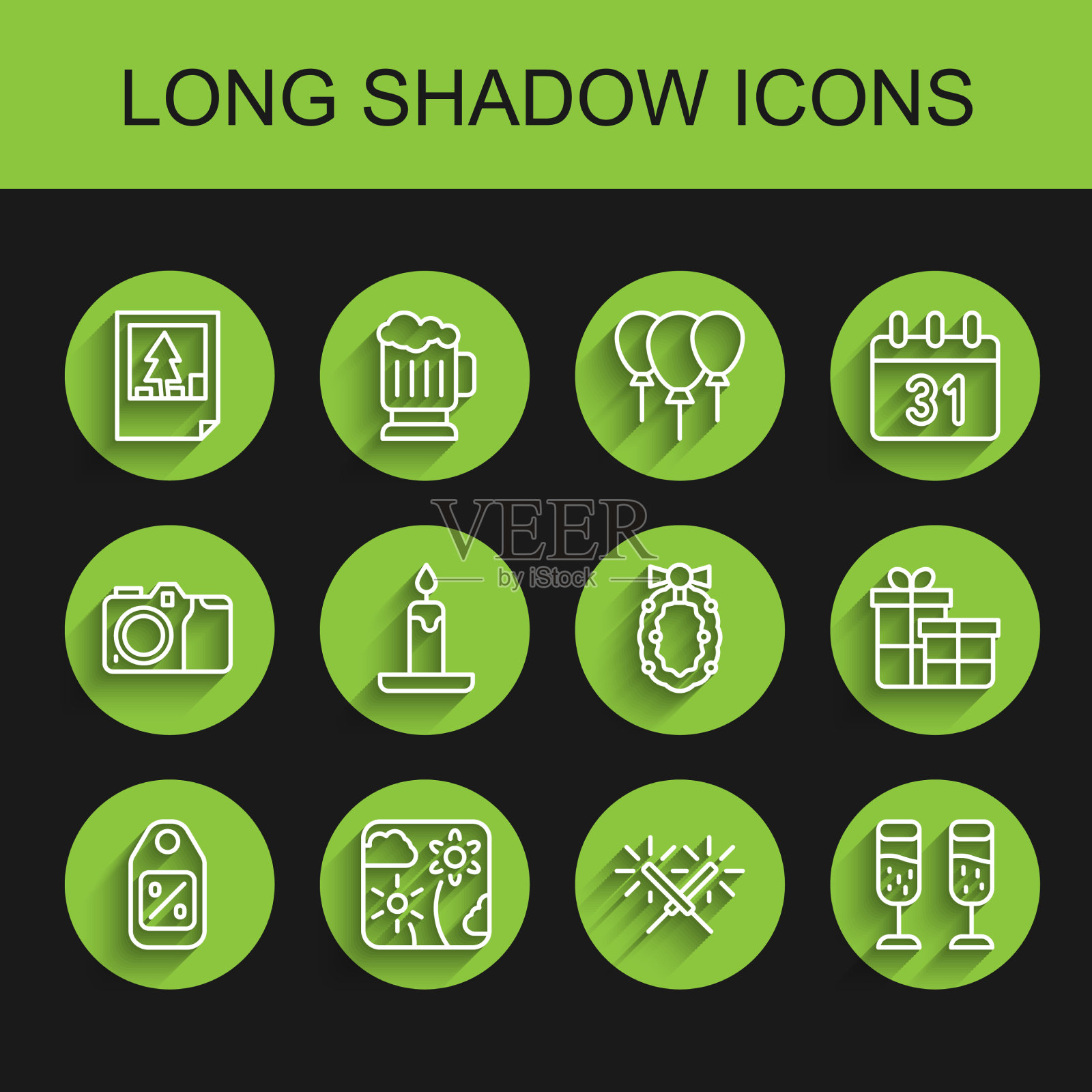 设置线价格标签与销售烟花火箭图标素材