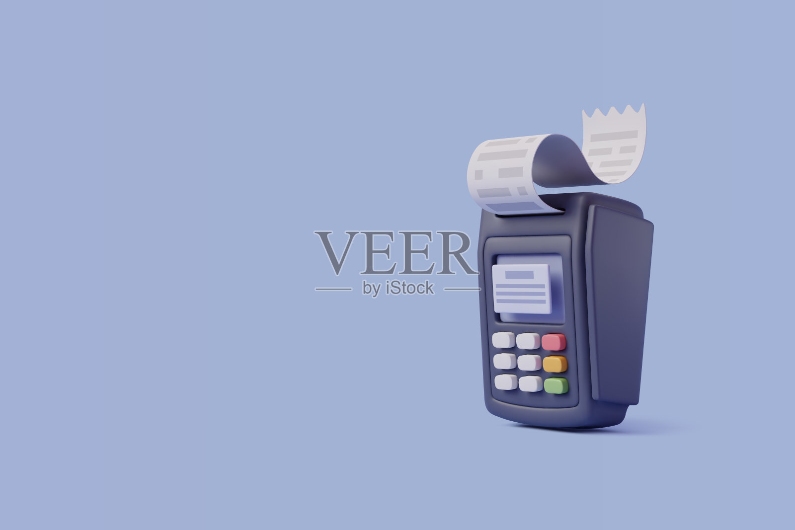 带票据收据的非接触式POS终端银行支付的矢量图，3d支付机，支付处理的概念。插画图片素材