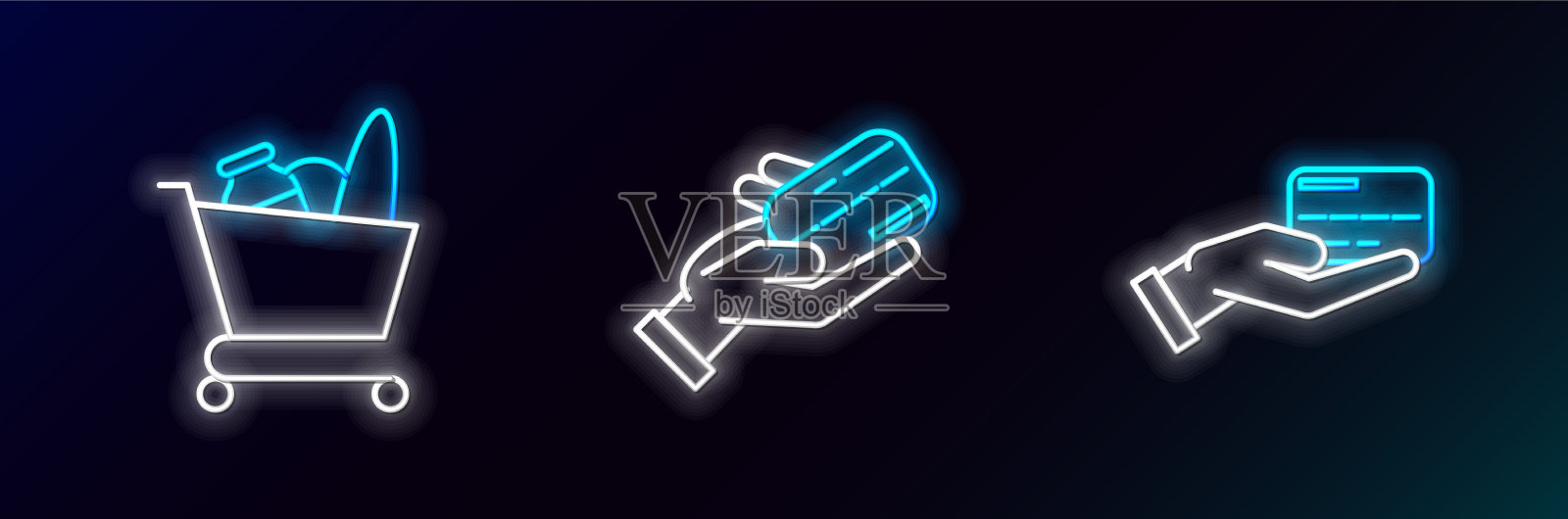 设定线人手握与信用卡图标素材