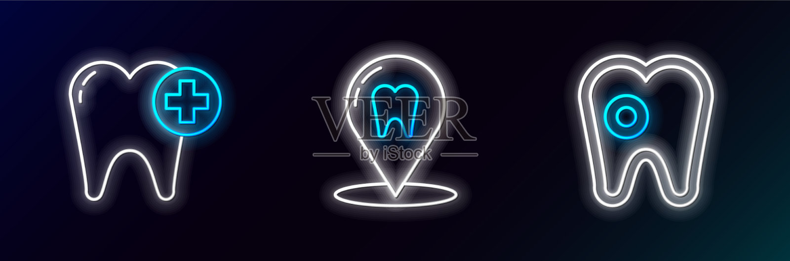 设线牙与龋齿及牙科诊所图标素材