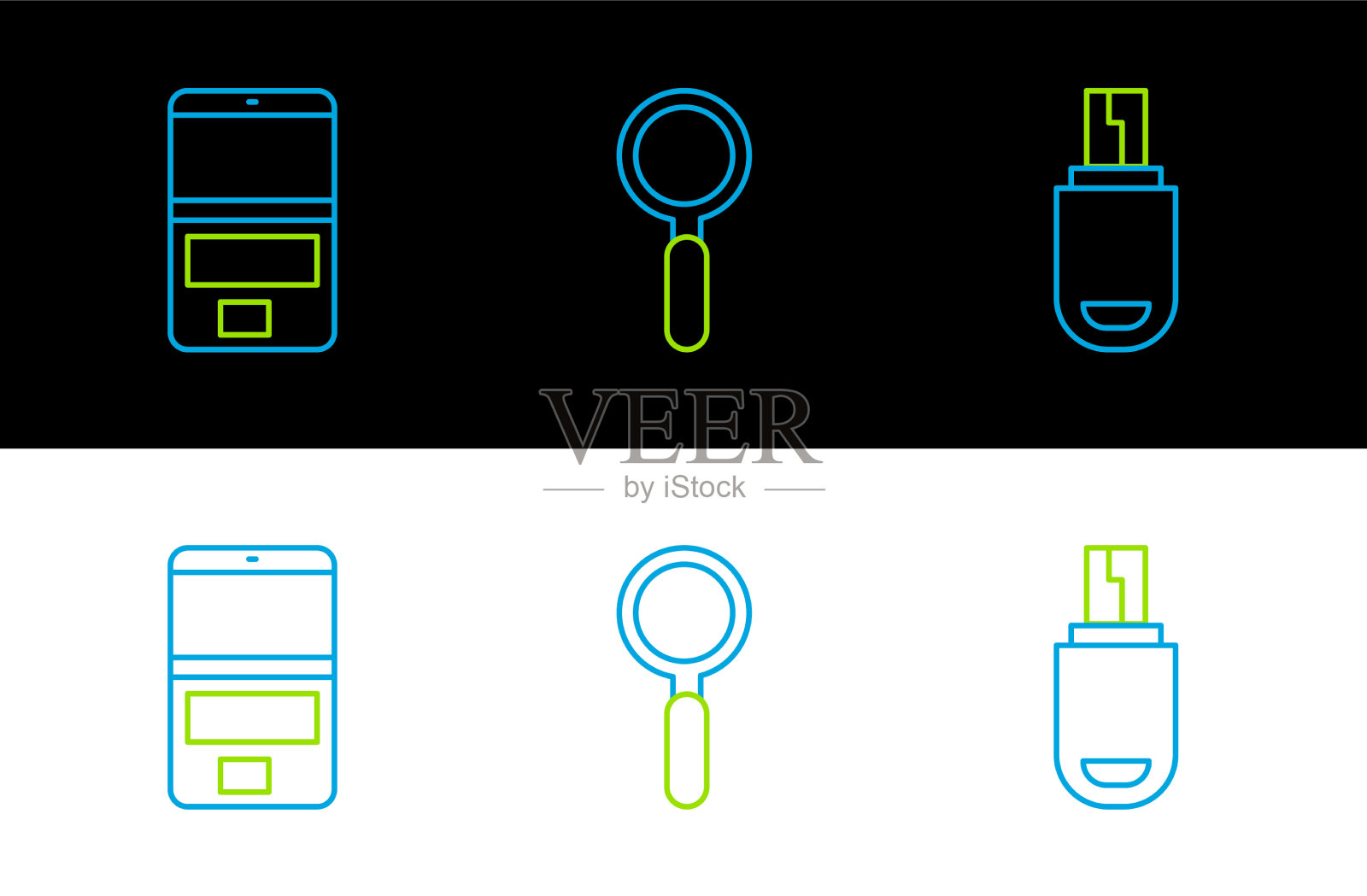 设置连线usb闪存盘和笔记本电脑放大图标素材