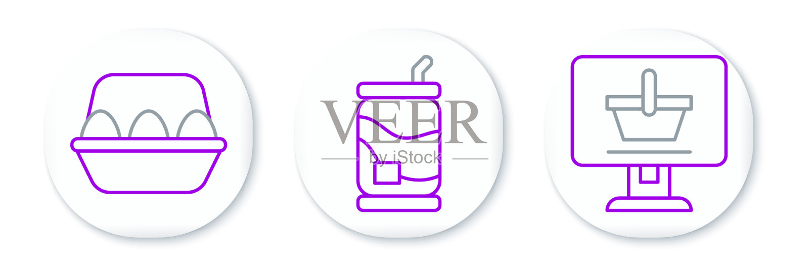 在电脑上设置线购物车鸡蛋图标素材