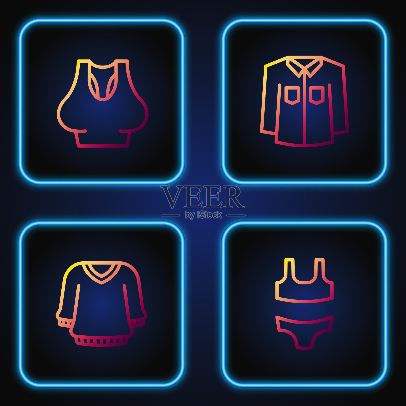 套装泳装、毛衣、汗衫和衬衫插画图片素材