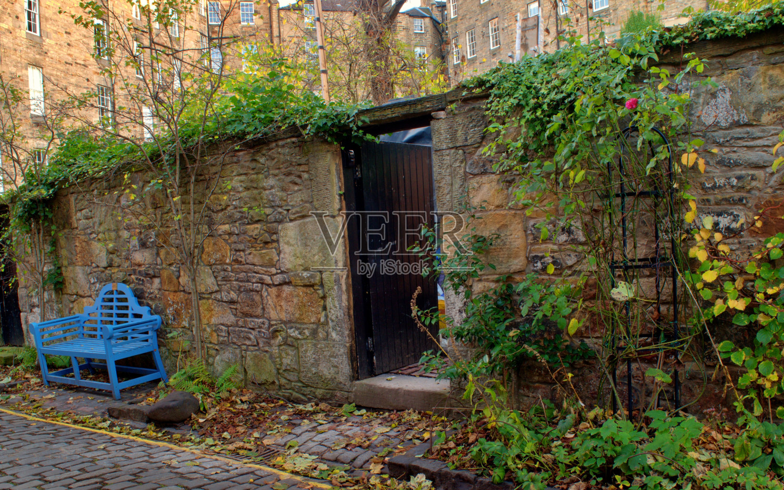 蓝色的小板凳照片摄影图片