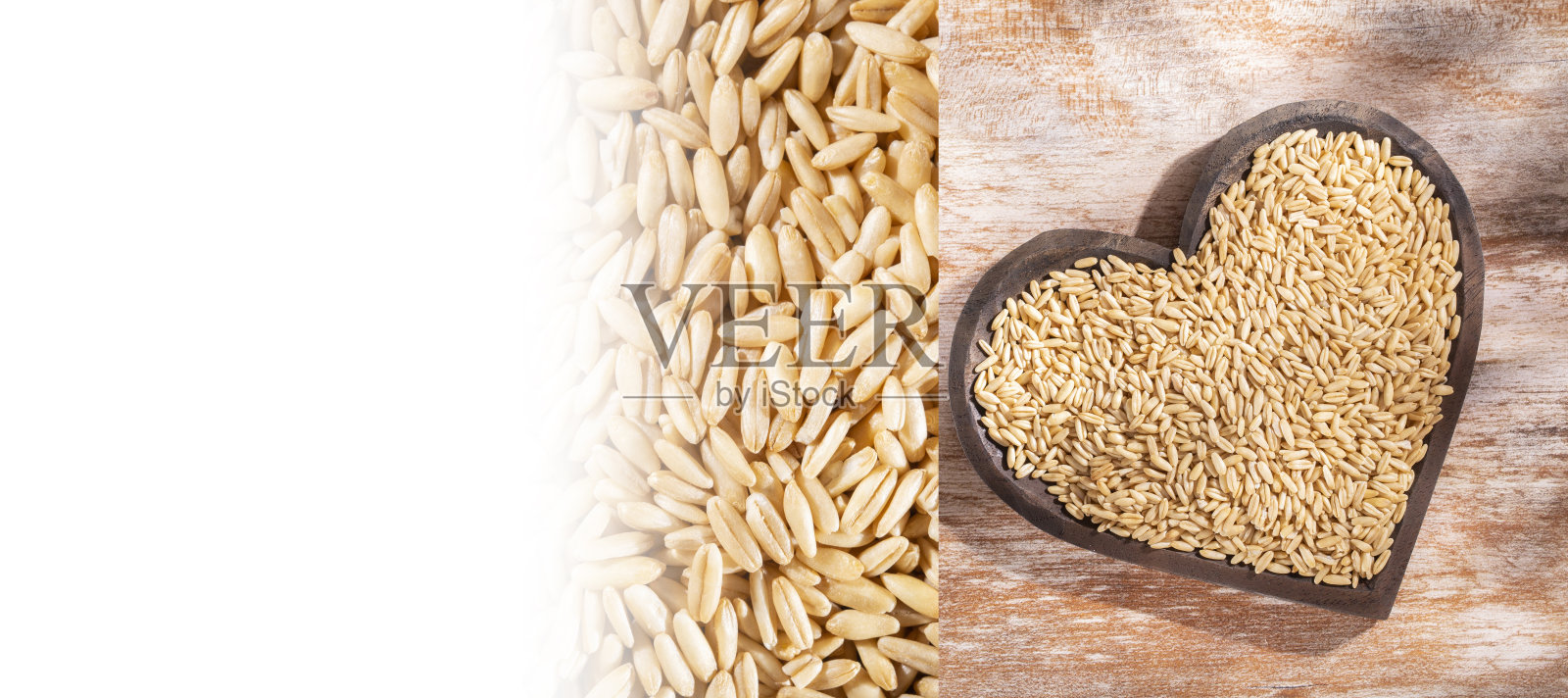 木碗里的燕麦粒，特写照片摄影图片