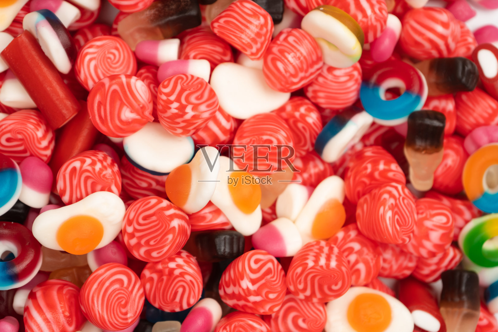 美味的果冻和五颜六色的糖果。照片摄影图片