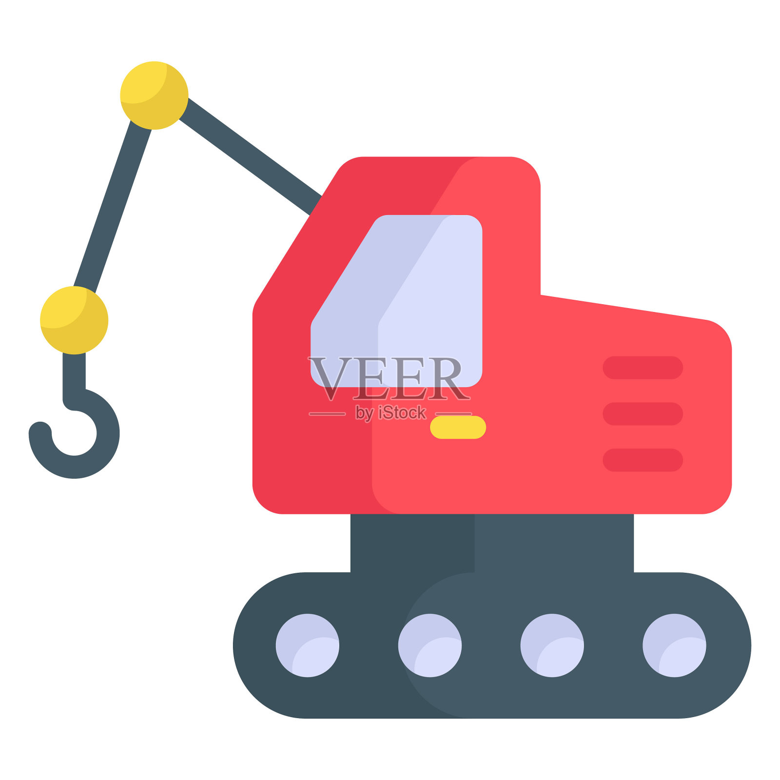装载机起重机平板图标，劳动节平板矢量设计插画图片素材